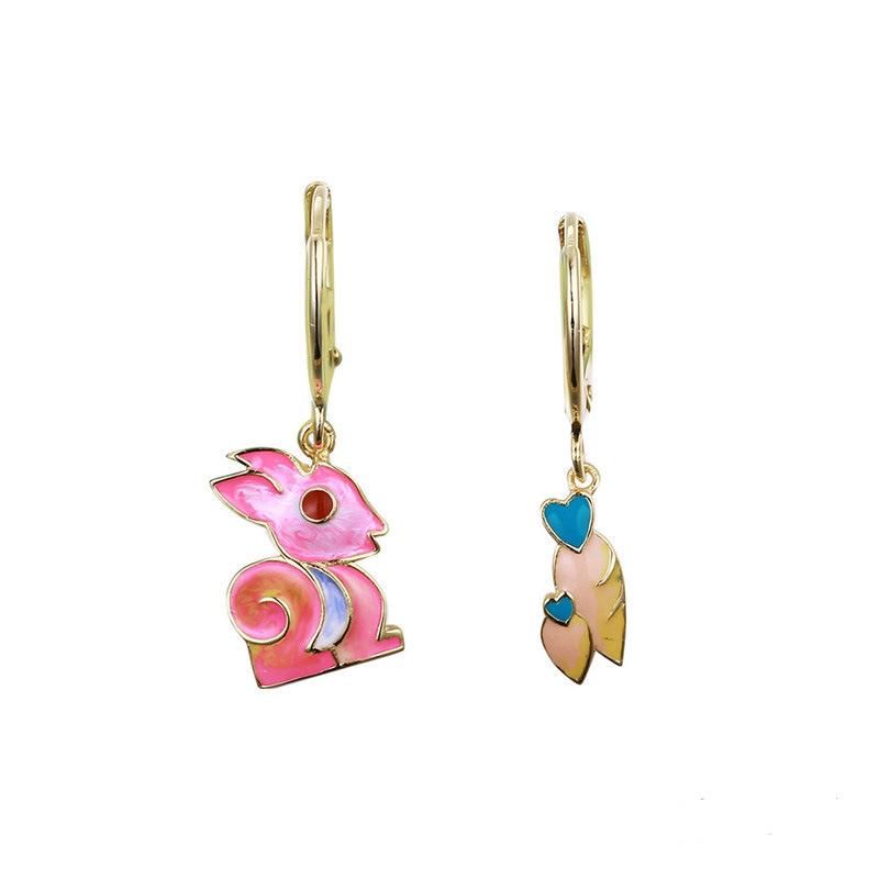 925 Sterling Silver Fan-Shaped Enamel Earring