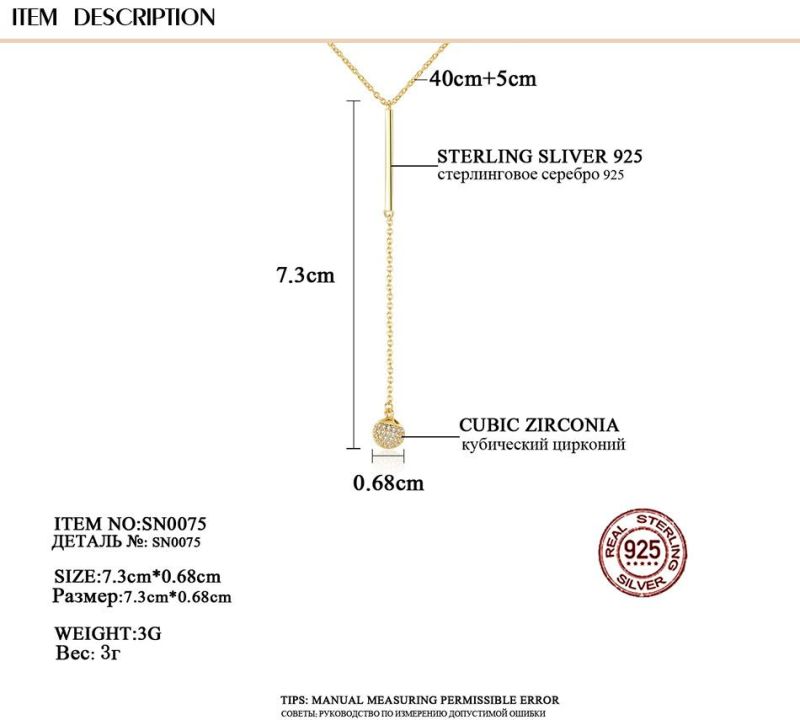 Jewelry Female Gold Plated Ball Zircon Pendant Necklace
