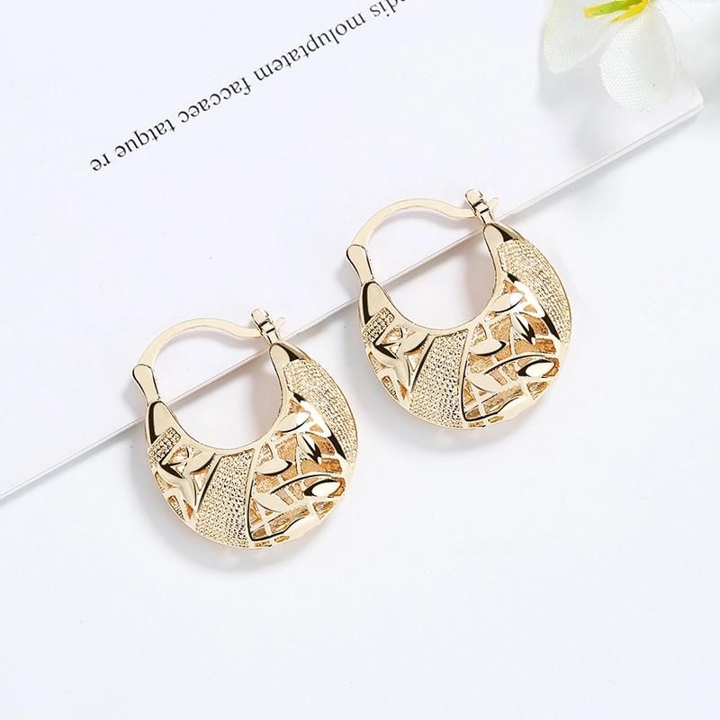 Custom Round Earrings Fashion Jewellery Gold Color Palted Big Earring