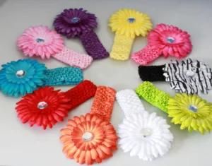 Baby Gerbera Daisy Flower Hair Headband, Baby Crochet Headband, Crochet Hat (LC-HB-019)