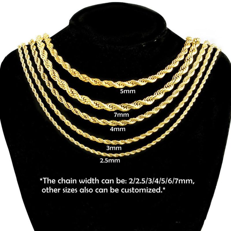 Twist Chain Necklace Stainless Steel Rope Chain Necklace 16-38 Inches for Men Women Jewelry