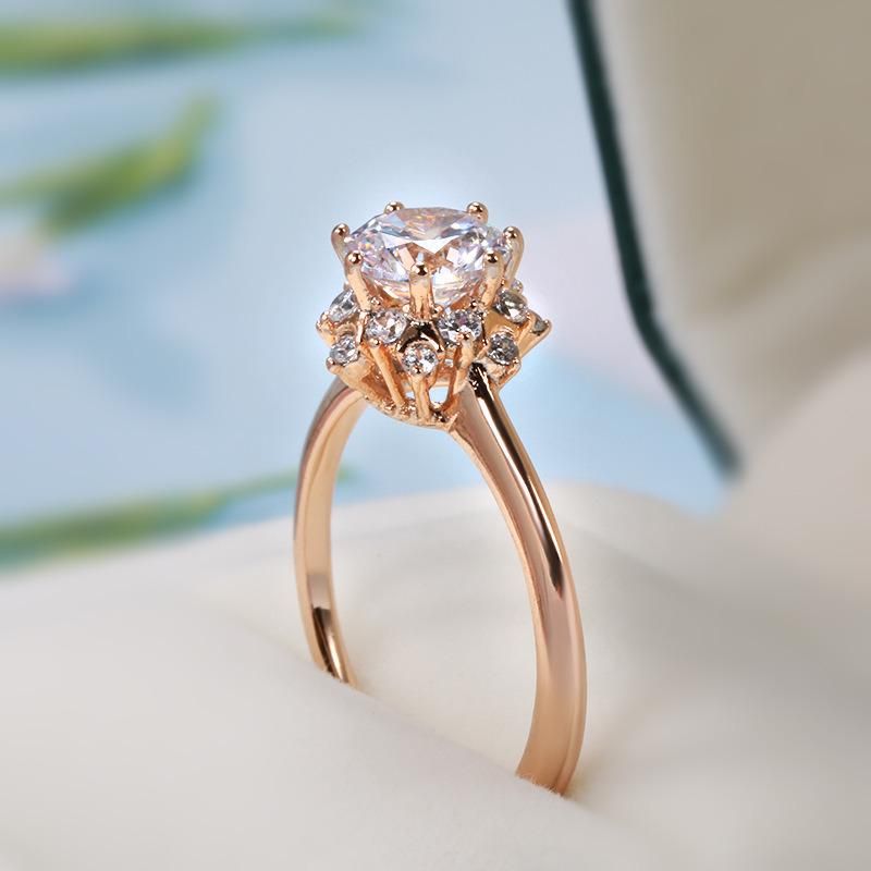Rose Gold Inlaid Simulation Diamond Ring Simple Opening Ring