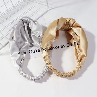 Fashion Non-Slip Wide-Brimmed Solid-Color Ribbon Elastic Headbands Hair Accessories Hairband