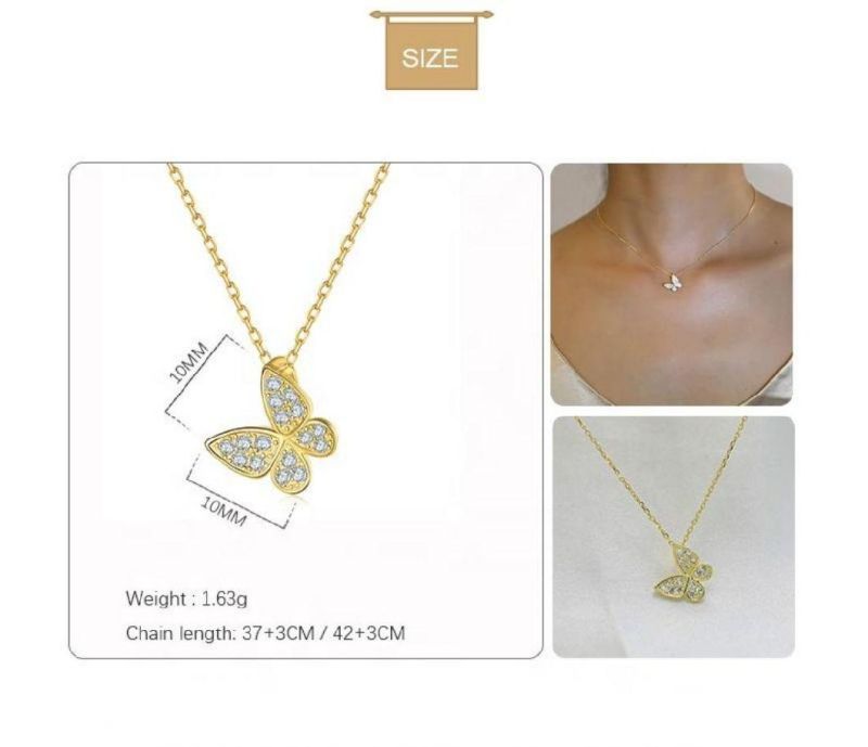925 Sterling Silver New Design Popular Butterfly Pendant Necklace for Women Girl Friend Birthday Gift Jewelry