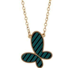 Wholesale Women Green Stone Butterfly Pendant Necklace