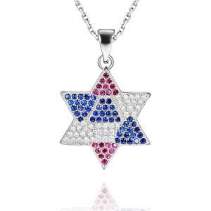 Fashion Jewelry 925 Sterling Silver Colorful CZ Jewish Pendant