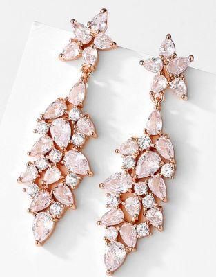 Rose Gold Luxury CZ Earring. Wedding Bridal CZ Earring for Brides