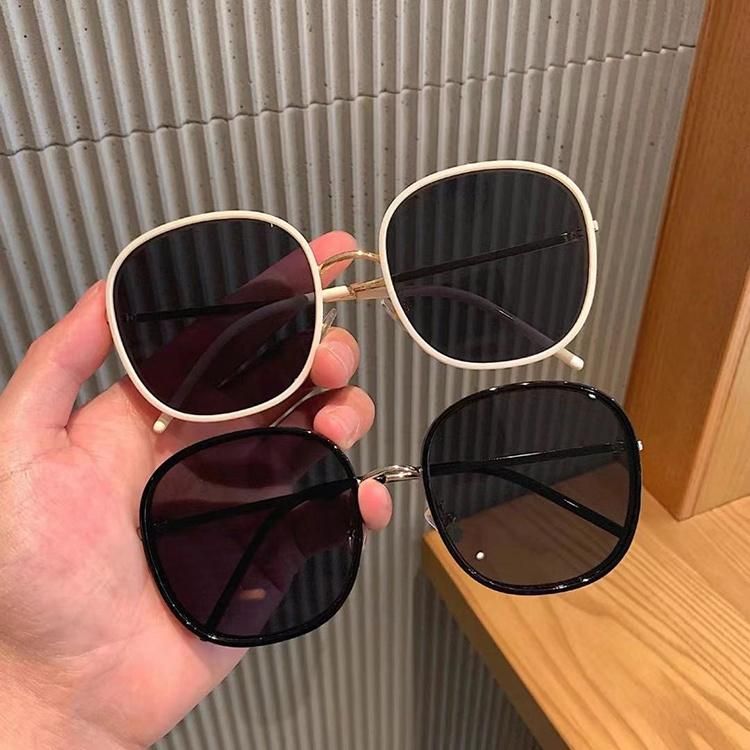 Glasses European and American Trend Sunglasses Net Red Rice White Main Color Metal Glasses Personality Street Shooting Big Frame Ladies Sunglasses