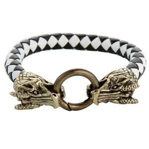 Fashion Ghost Snake Leading PU Men Vintage Snake Skin Skull Bracelet