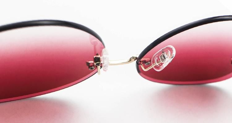 Heart Shaped Diamond-Encrusted Rimless Metal Frames Women Stock Sunglasses