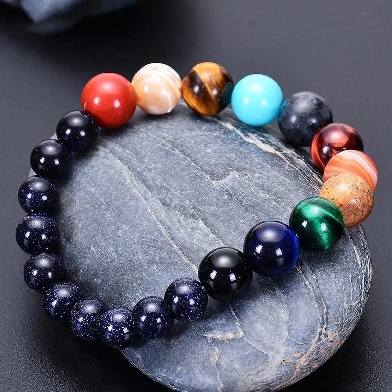 Men Women Fashion Jewelry Eight Planets Natural Stone Beads Bracelet