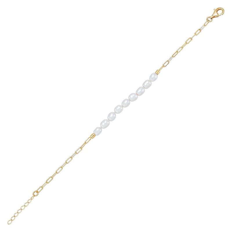 Factory Customized Fashion Jewelry 18K Gold Plated Stainless Steel Jewelry Freshwater Pearl Bracelet 18K Bracelet