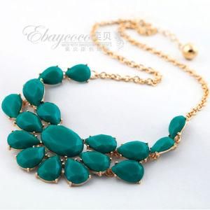 Fashion Resin Jewelry with Big Gemstones Flower Necklace (MJ-SJ-63354)