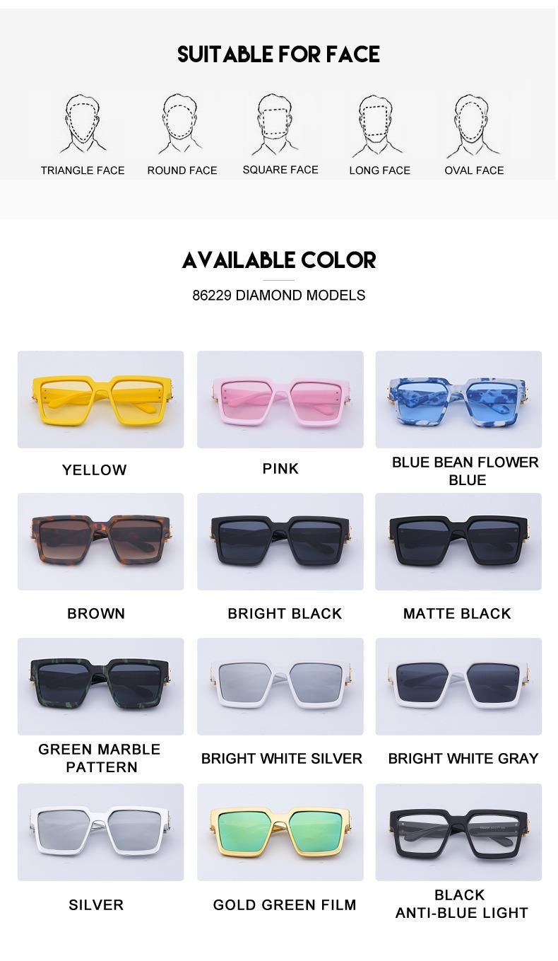 Chinese Wholesale Supplier Diamond Design Unisex Brand Trendy Vintage Sunglasses Man Black Mirror UV400 Sun Glasses Women Millionaire Sunglasses