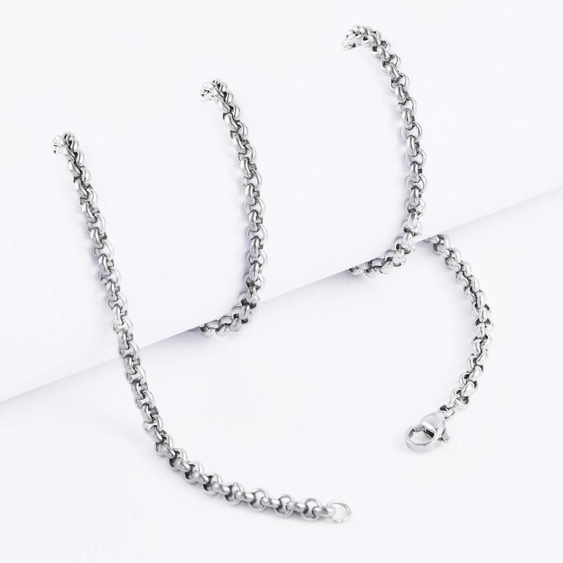 Factory Wholesale Fashion Accessories Necklace Jewelry Belcher Rolo Chain Bracelet Anklet for Pendant Design