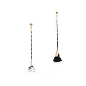 Women Fashion Jewellery Black Cord Charm Pendant Bohemian Earrings