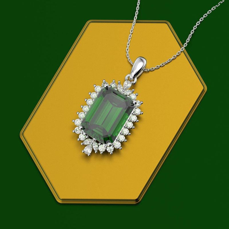 Gemstone Luxury Natural Gem Jewelry Emerald Pendant Necklace