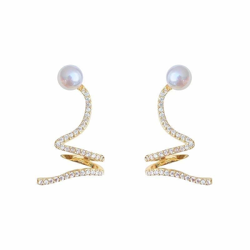 Fashion Rhinestone Pearl Ear Bone Clip Earrings Jewelry