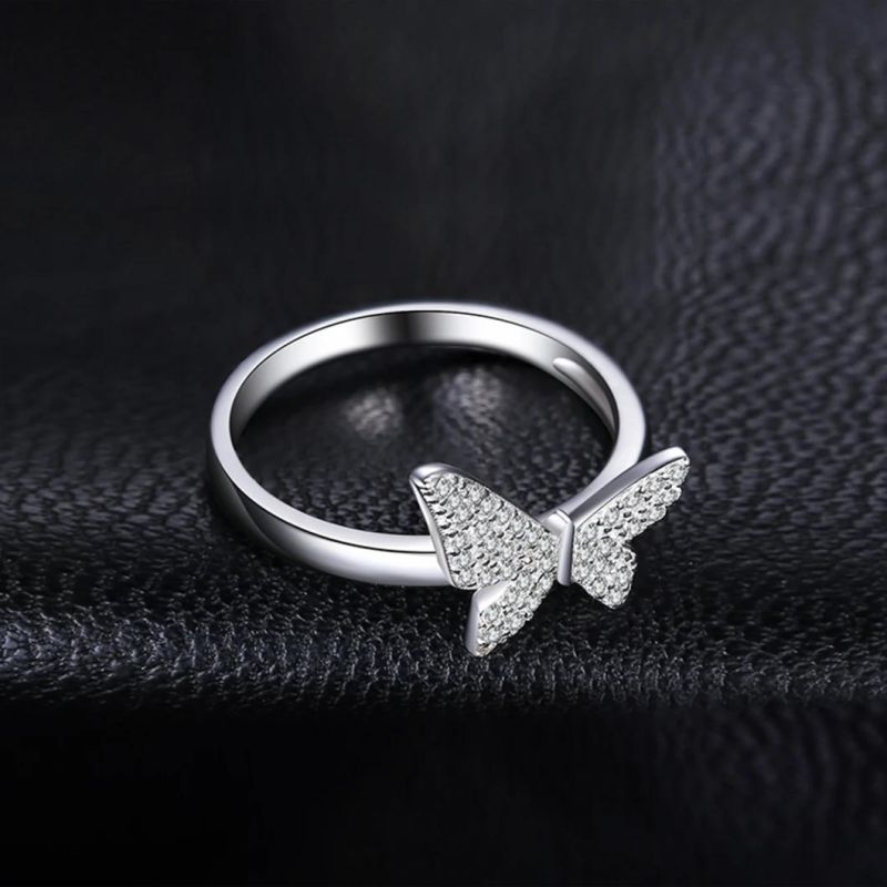 Fashion Jewelry 925 Sterling Silver Cubic Zirconia Butterfly Ring for Women Wholesale