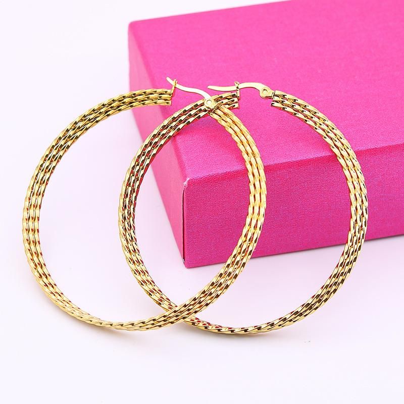 Manufacturer Custom Fashion Jewelry High Quality None Fade Hoop Earrings 18K Gold Plated Stainless Steel Earring jewellery