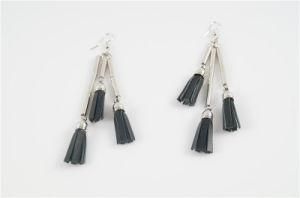 Alloy Bar with PU Leather Tassel Earring