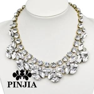 Luxury Flower White Crystal Necklace Imitation Jewelry
