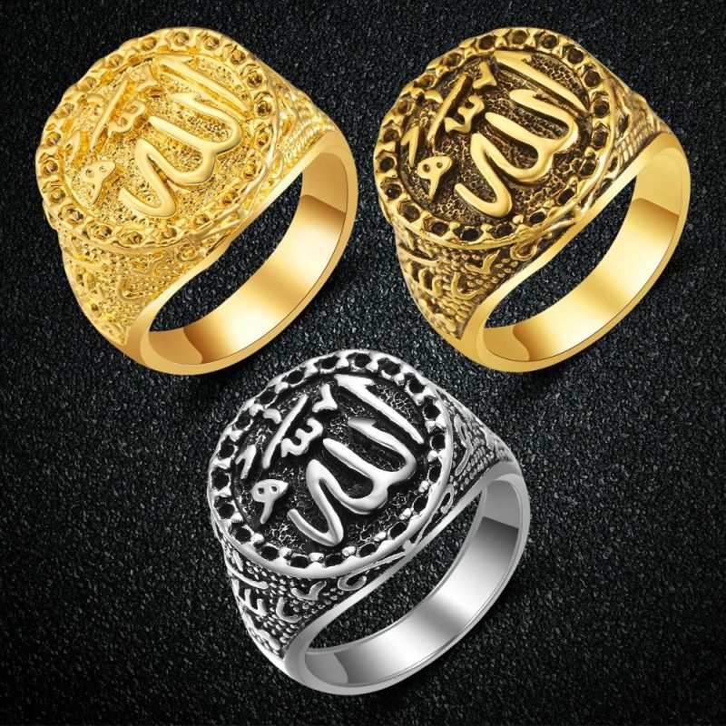 Stainless Vintage Silver Muslim Arabic Islam Religious Rings