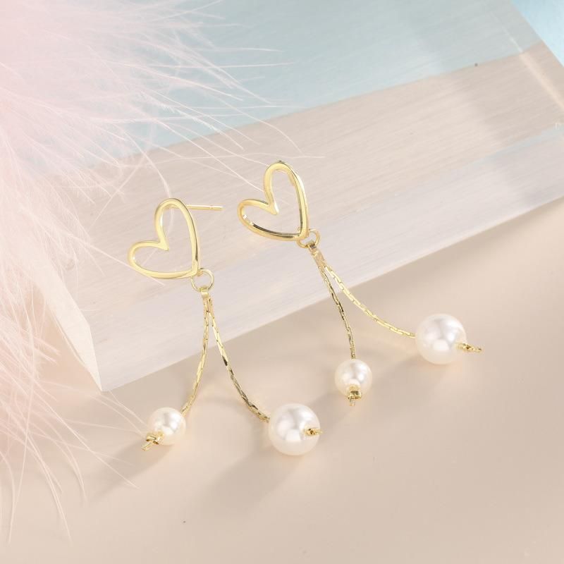 925 Silver Needle Hollow Heart Shape Earrings