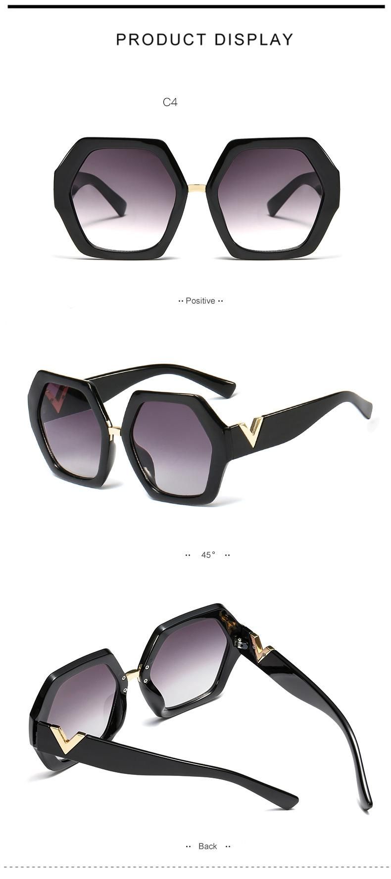 Fashion Irregular Polygon Metal Decoration Sunglasses