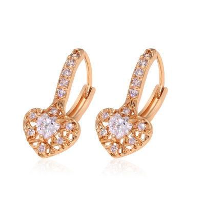 Copper Hypoallergenic 18K Gold Cubic Zirconia Heart Huggies Earring