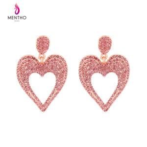 New Elegant Inlaid Rhinestone Lovely Heart-Shaped Alloy Women&prime;s Earrings