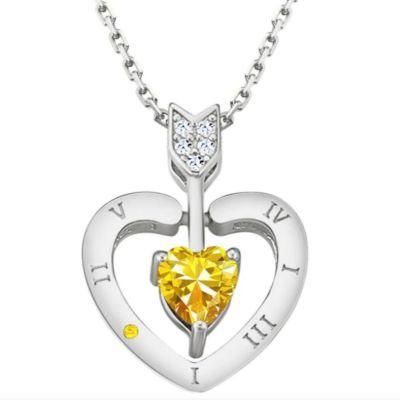 New Fashion Gemstone Crystal Necklace Heart Pendant Electroplating Alloy S925 Silver Diamond Necklace