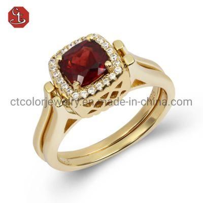 Special Big One Line CZ Ring Mat Wave 14K Gold Plating Gold Jewelry