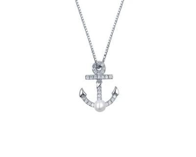 Hot Sale 925 Sterling Silver Anchor Pearl Necklace