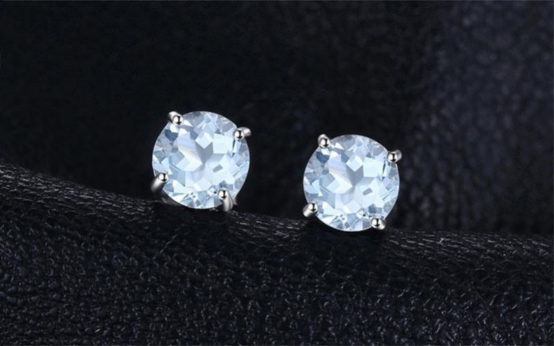 Sky Blue Topaz Created Gemstone Solitaire Ring 925 Sterling Silver Jewelry for Women Wholesale