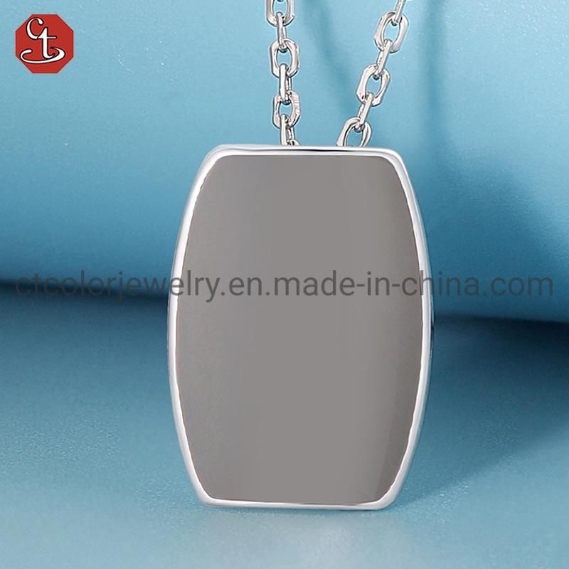 Wholesale Jewelry Grey Enamel 925 Silver  Pendant Necklace for Girls