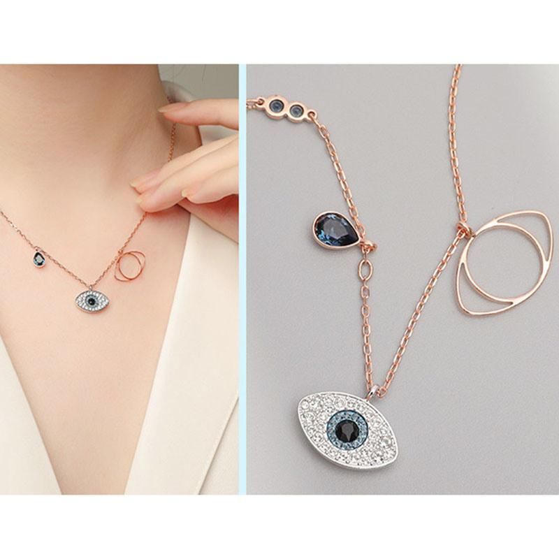 Rose Gold Inlaid Diamond Crystal Pendant Clavicle Chain Necklace