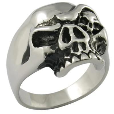 Skull Biker Mop Black Gothic Steel Ring