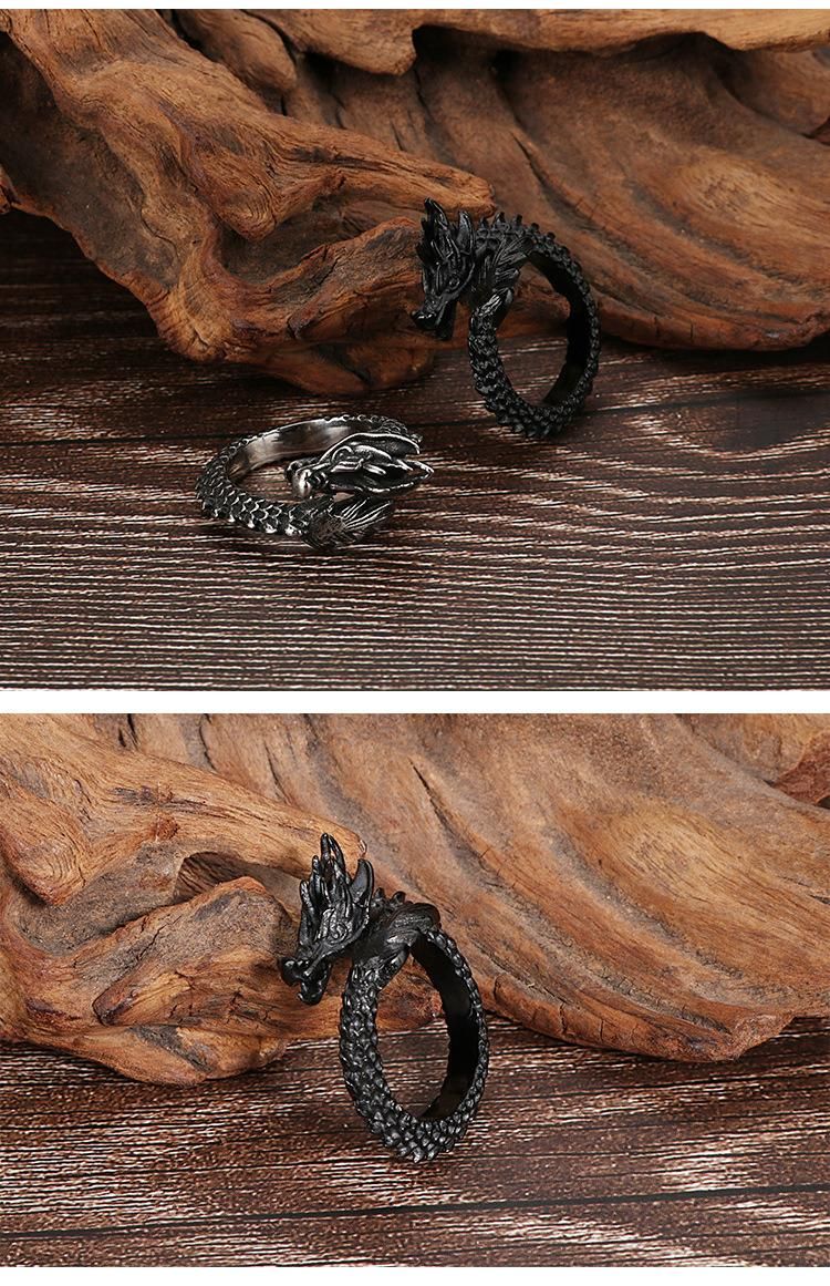 Stainless Steel Jewelry Dragon Style Mens Ring