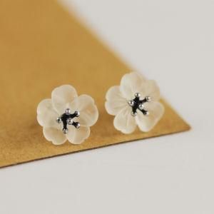 925 Silver Earrings Designs Handmade Carved Pressed Crystal Flower Earrings