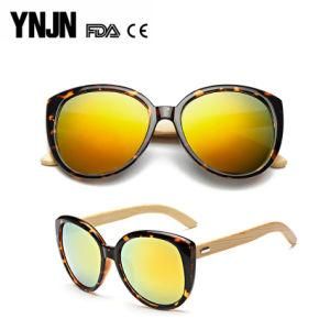 Custom Carve Logo Ynjn UV400 Bamboo Temples Cat Sunglasses