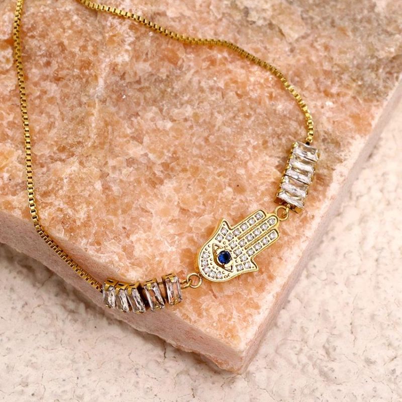 Iced out Baguette Diamonds Fatima Palm Necklace for Women