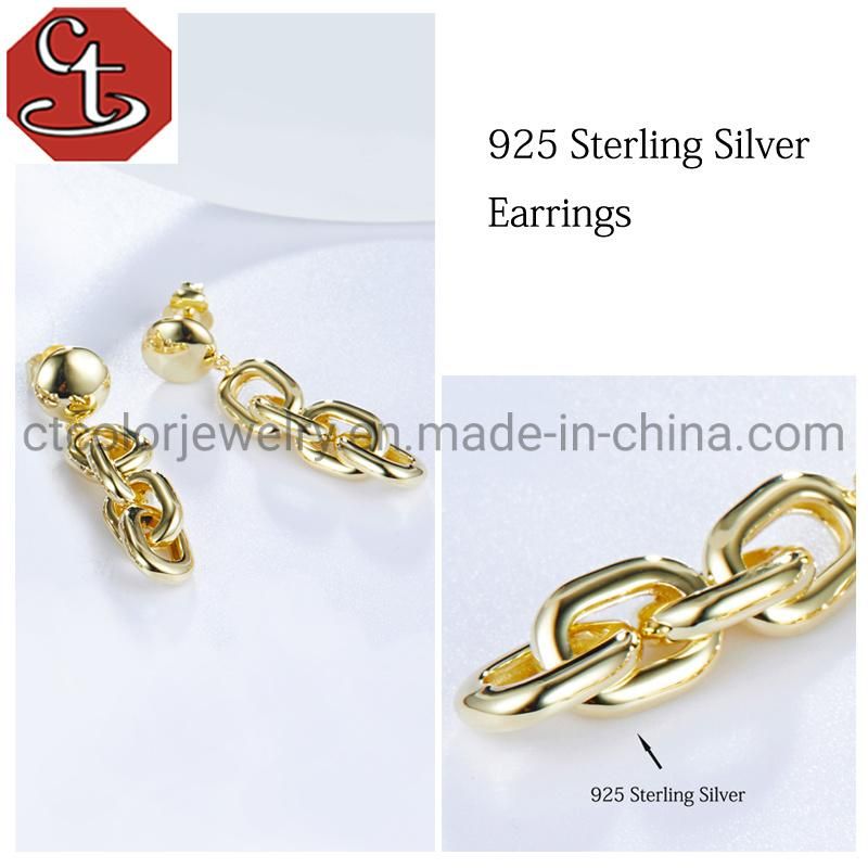 Wholesale Customized Design High Quality 925 Silver or Brass 18K Gold Plated Fashion Minimalist Women and Lady Jewellery Gift Design Earrings