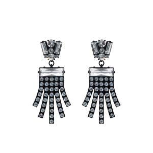 Fashion Accessories Women Jewelry Hematite Metal Crystal Statement Earrings