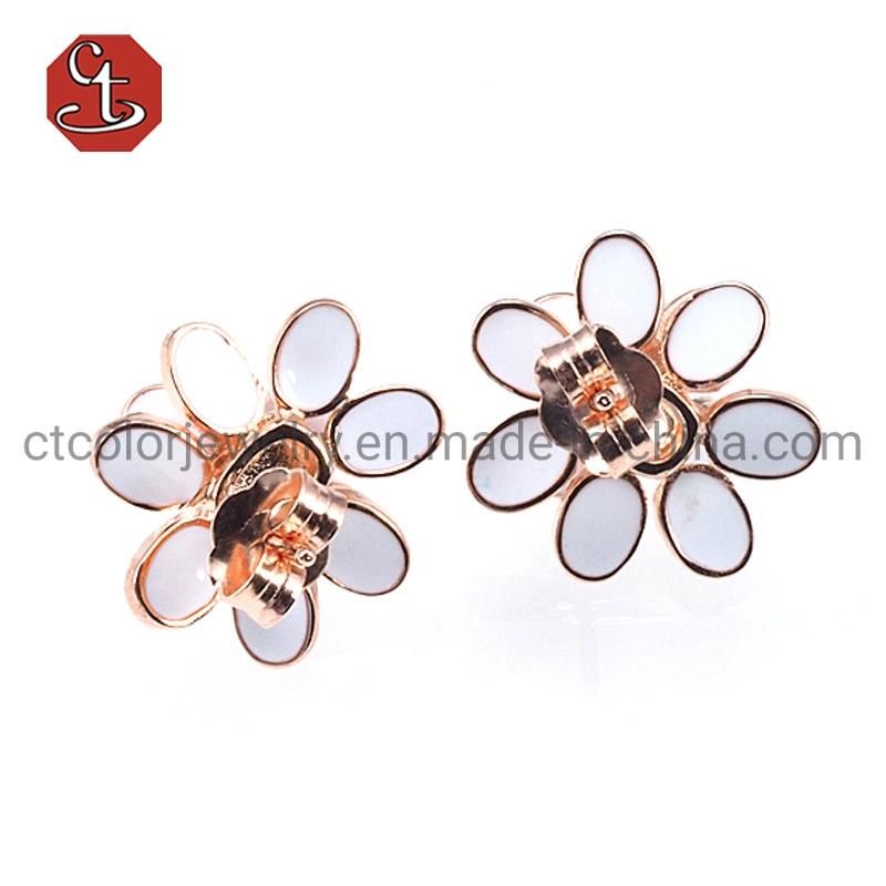 925 Silver Fine CZ  Rose Plated Earrings Fashion Accesories Jewelry