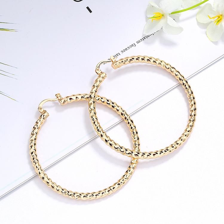 HD Fashion Jewelry European Newest Model Earring Geometric 18K Gold Plated Thick Hoop Earrings Jewelry