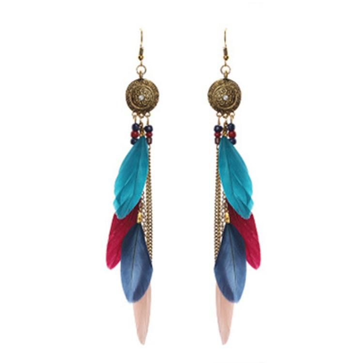 Retro Tassel Bohemian Feather Creative Long Earring