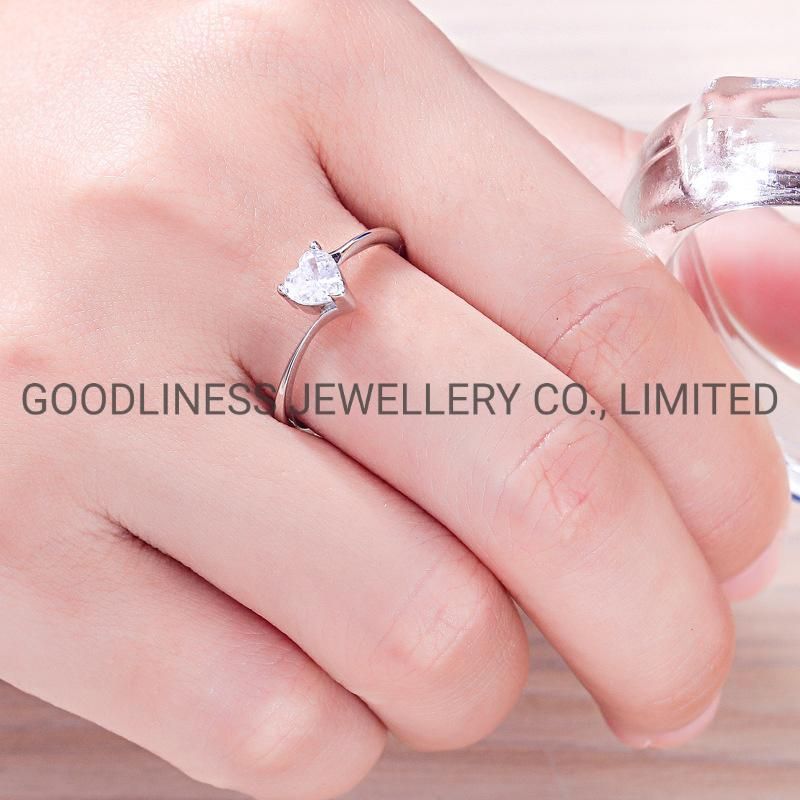 Minimalist Delicated Rhinestone Cubic Zircon Promise Heart Rings for Women