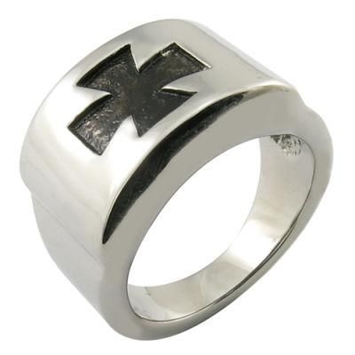 Mens Stainless Steel Signet Ring Casting Cross Ring
