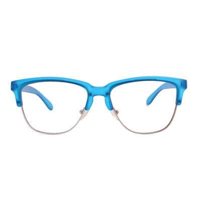 2019 Newly Crystal Blue Metal Mixture Sunglasses with Clear Lens